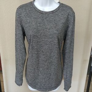 Heather Soft Gray Long Sleeve Women's Top With Thumb Holes